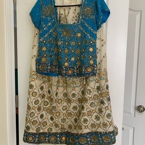 Blue/white lehenga
